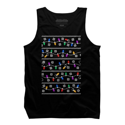 Men's Design By Humans Christmas Garland Lights Retro Pixel Pattern By R4Design Tank Top
