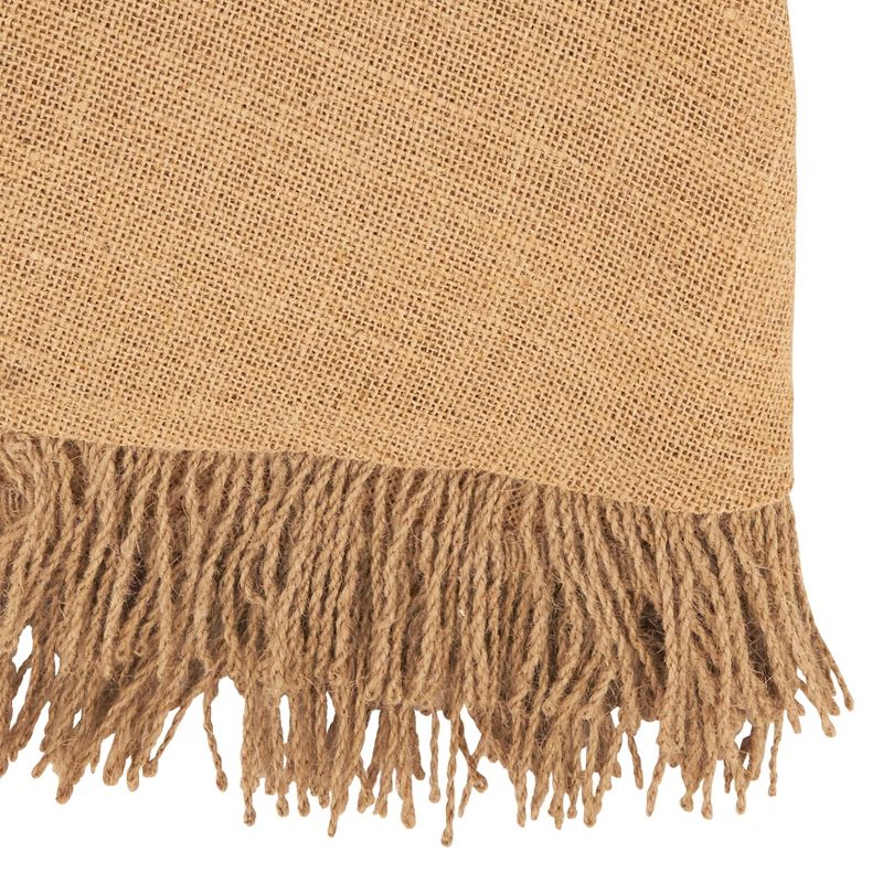 Saro Lifestyle Handcrafted Jute Tassel Tablecloth, 72", Beige, 2 of 4