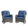 Outdoor Rocking Chairs Set of 2, All Weather Resin Wicker Patio Furniture Rocking Patio Chairs with Cushion and Metal Rocker Bars for Porch - 4 of 4