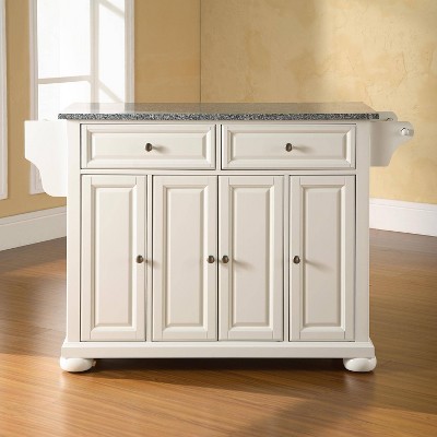 Alexandria White Kitchen Island with Gray Granite Top