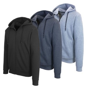 Blue Ice Men's Fleece Line Full Zip-Up Hoodie Sweatshirt-3 Pack - 1 of 3
