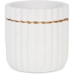 Cheung's Aurine Round Gold Trimmed Ridged Ceramic Pot - Small - White - 1 of 4