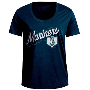 MLB Seattle Mariners Women's Bi-Blend Scoop Neck T-Shirt - L : Target