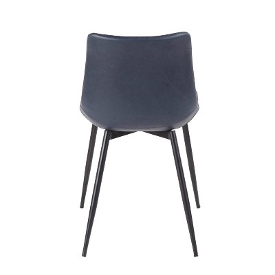 High Blue Faux Leather Upholstered Metal Side Chair