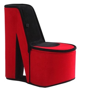 HomeRoots 9" Red And Black Velvet High Heel Jewelry Box - 1 of 4