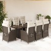 vidaXL Patio Dining Set with Cushions Table and Chair Furniture Poly Rattan - Brown and Cream Glass 8 Piece - 2 of 4