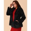 Seta T Women's Faux Fur Coat Long Sleeve Pockets Lapel Shaggy Warm Winter Overcoat Fluffy Jackets - 2 of 4