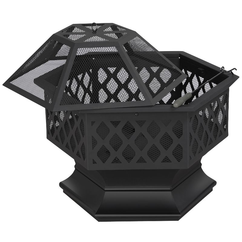Yaheetech 24in Outdoor Hex Fire Pits Firepit Bowl with Spark Screen & Poker for Patio Backyard, 1 of 9