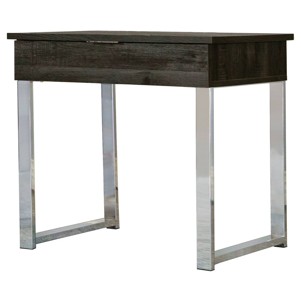 Photos - Dining Table Baines 1 Drawer End Table Dark Charcoal/Chrome - Coaster