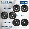 Rubber Bumper Plates Set 10/15/25 LB, 2 Inch Barbell Bumper Weight Plates w/Stainless Steel Inserts, Strength Training, Durable Rubber Coating, Black - 2 of 4