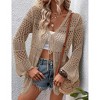Womens Cardigan Spring Tops Sheer Lightweight Summer Cardigan Beach Cover Up Tops V Neck Lantern Sleeve Sweater Cardigan - 4 of 4