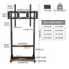 Artloge Universal Mobile TV Stand Rolling TV Cart Portable TV Stand for 40-100" LCD/LED TVs Max Loads 100KG with Lockable Wheels & 2 Tier MDF Shelves - 3 of 4