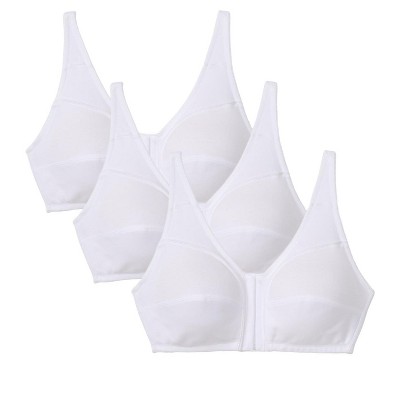 Comfort Choice Women's Plus Size 3-Pack Front-Close Cotton Wireless Bra Core Colors