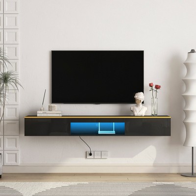 HDZNVF Floating TV Stand Wall Mounted, 69 inch Modern TV Stand for 55 60 65 Inch TV, Black
