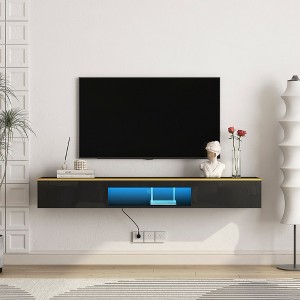 HDZNVF Floating TV Stand Wall Mounted, 69 inch Modern TV Stand for 55 60 65 Inch TV, Black - 1 of 4