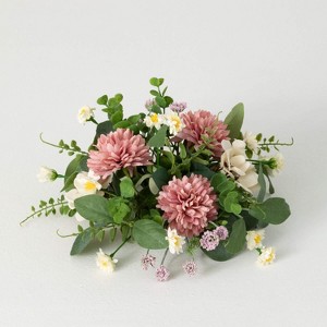 Sullivans Artificial Mixed Floral Half Orb 9"H Multicolored - 1 of 3