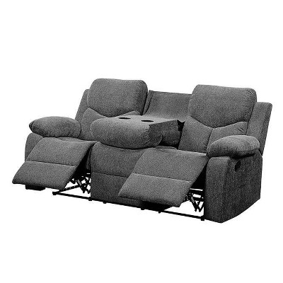 Kalen 78'' Gray Chenille Reclining Sofa with Cup Holders