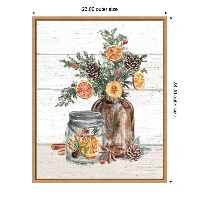 Seasonal Market II Earth Tones Canvas Wall Art with Maple Frame