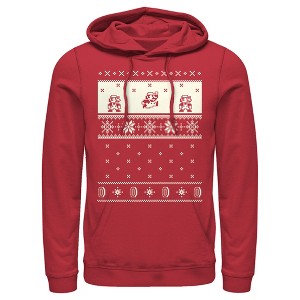 Men's Nintendo Christmas Sweater Mario Pull Over Hoodie - 1 of 3