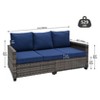 FIONECA 3-Piece Patio Furniture Set ¨C PE Wicker Barrel-Style Sofa Set with Blue Cushions - 2 of 4
