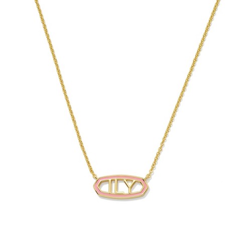 Kendra Scott Valentine's Day 14K Gold Over Brass Ily Enamel Pendant Necklace - Gold/Pink Enamel - image 1 of 3