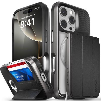 Vena vCommuteX for Apple iPhone 16 Pro Case, Wallet Case Compatible with MagSafe, Leather Flip Cover with Card Slot and Kickstand,