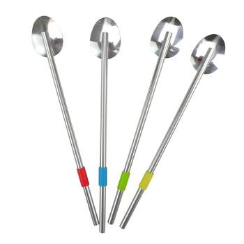 Northlight Set of 4 Stainless Steel Reusable Spoons and Straws 8"