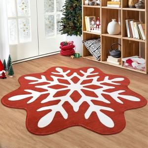 Christmas Snowflake Area Rug, Non Slip Decorative Washable Rugs - 1 of 4