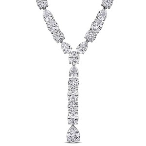 EVERLY JEWELRY | Sterling Silver 118 3/4ct TGW Created White Sapphire Lariat Necklace, 16 inc  + 3 inc - 1 of 4