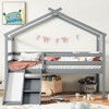 Whisen Twin Low Loft House Bed with Slide, Ladder, Safety Guardrails, House Roof Frame - 2 of 4
