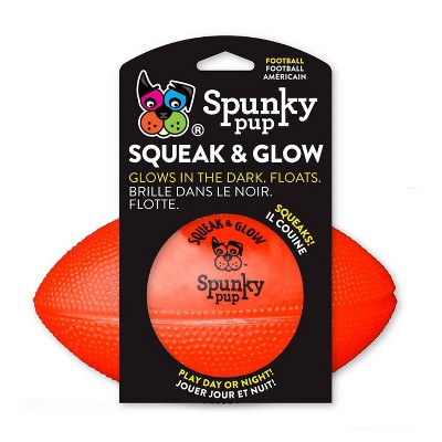 Spunky Pup Squeak & Glow Football Dog Toy