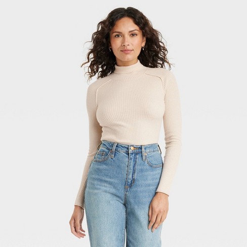 Women's Mock Turtleneck Cashmere-like Pullover Sweater - Universal Thread™  White Xl : Target