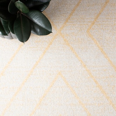 Ivory and Gold 6' x 6' Square Hand-Knotted Synthetic Rug