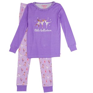 RuffleButts SoftSnooze Big Girls Ruffle Long Sleeve Pajama Set - 1 of 4