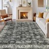 Machine Washable Vintage Floral Printed Area Rug Non Slip Traditional Distressed Floor Cover Soft Low Pile Indoor Mat for Kitchen Laundry Bedroom - 4 of 4
