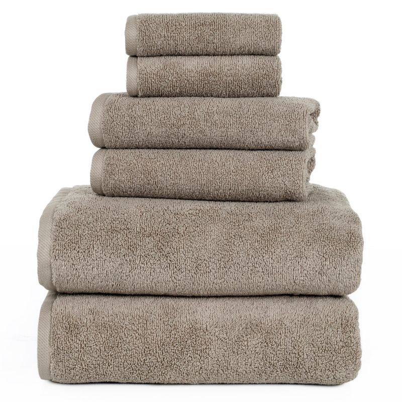 Hastings Home 100% Cotton Absorbent Towel Set - Taupe, 6 Pieces, 3 of 7