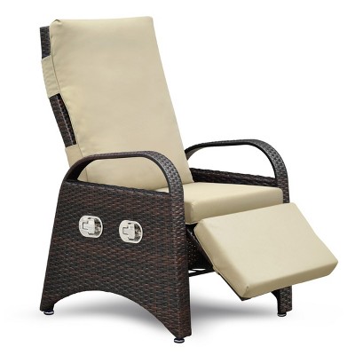 PE Wicker Patio Recliner Chair,Patio Chair With Separate Adjustment Mechanism And Removable Soft Cushion,Outdoor Patio Chairs -Maison Boucle
