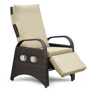 PE Wicker Patio Recliner Chair,Patio Chair With Separate Adjustment Mechanism And Removable Soft Cushion,Outdoor Patio Chairs -Maison Boucle - 1 of 4