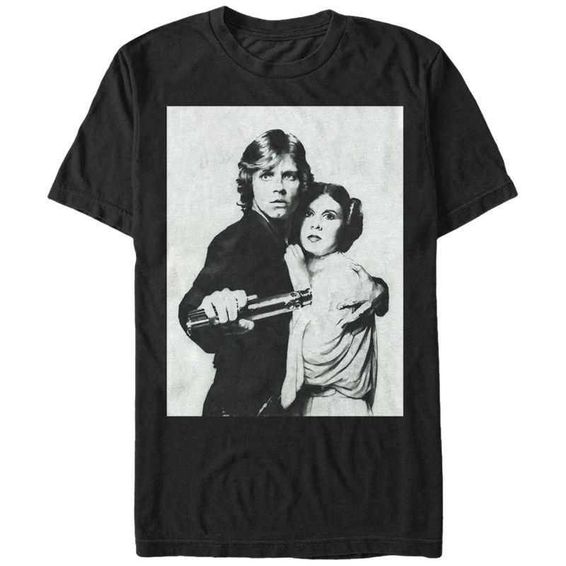 Men's Star Wars Luke and Leia Grayscale T-Shirt, 1 of 5