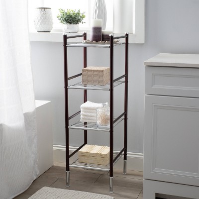 Bronze and Chrome 4-Tier Freestanding Wire Storage Shelf