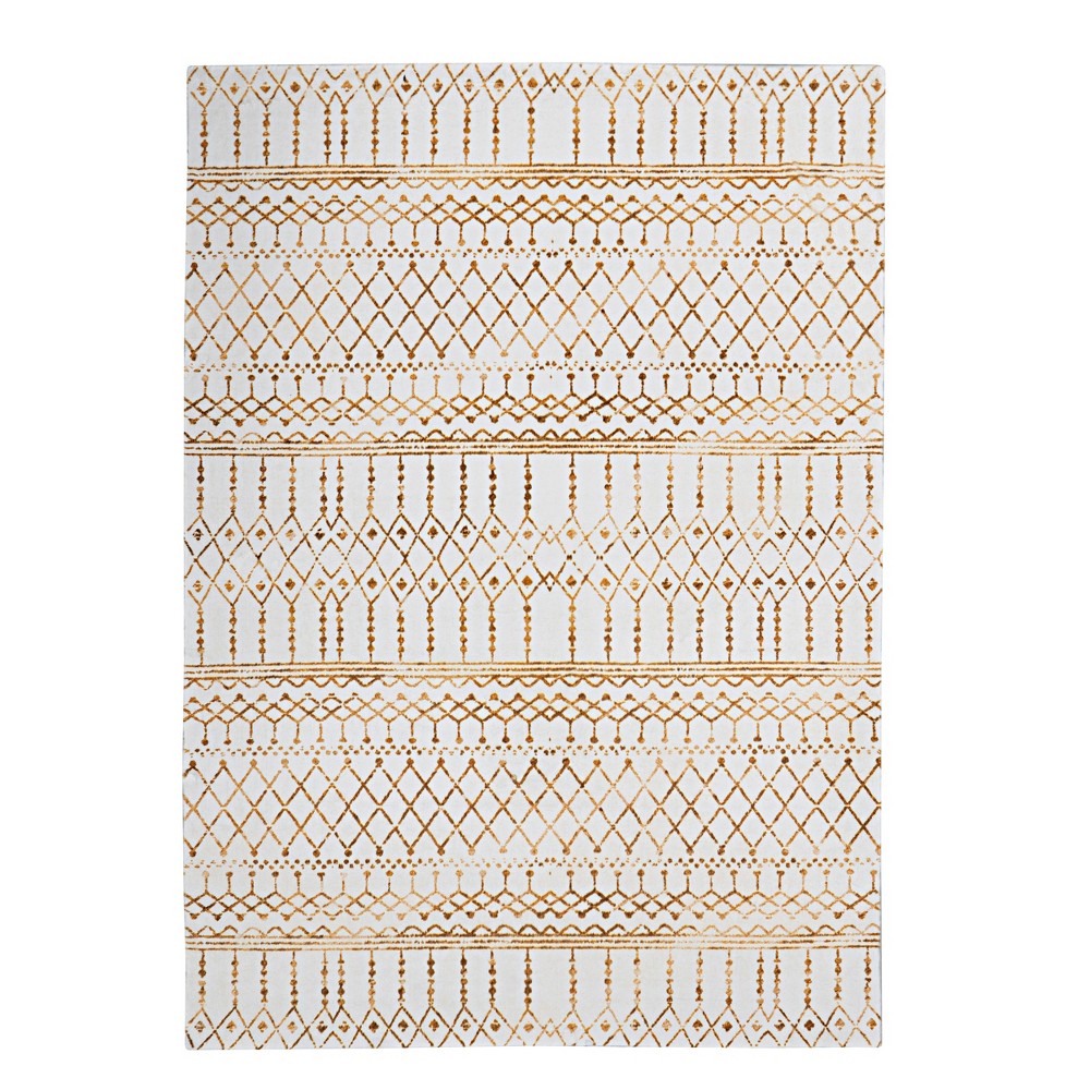 Photos - Doormat Linon 8'x10' Graham Faux Rabbit Rug Ivory/Gold  