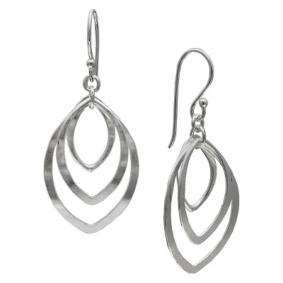 Women's Polished Triple Marquise Drop Earrings in Sterling Silver - Silver (37mm)