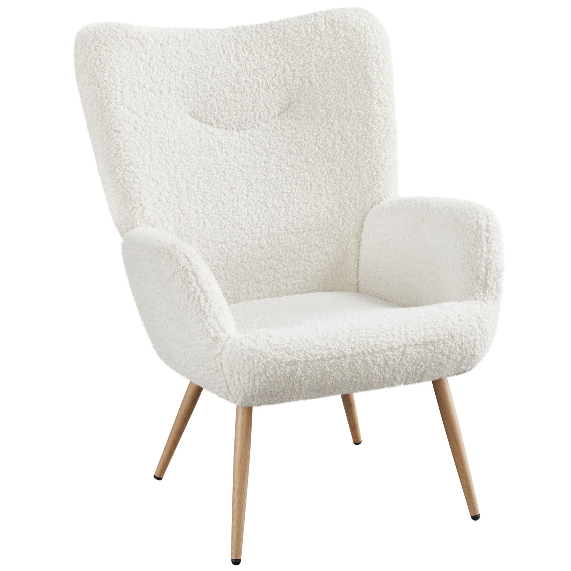 Yaheetech Modern Boucle Fabric Accent Chair for Living Room Bedroom, White
