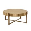 Grungis Modern Round Coffee Table,Handcraft Drum Coffee Table for Living Room,Small Coffee Table with Sturdy Pedestal - 3 of 4