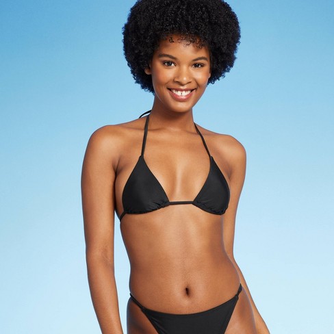 Women's Low Coverage Mini Triangle Bikini Top - Wild Fable™ Black XXS