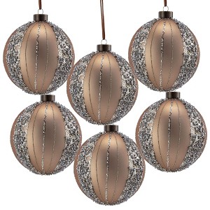 NAYSAYE Party Decoration and Accessories Set of 6 Glass Christmas Ball Ornament for Holiday Celebration, Gold, 3.9"*3.9"*0.09" - 1 of 4