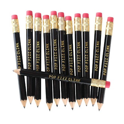 12ct Pop Fizz Clink Mini Party Pencils Black