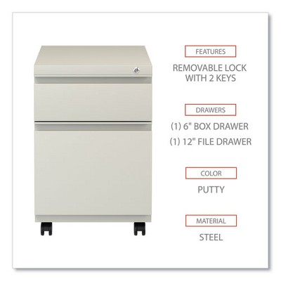 Putty Mobile Vertical 2-Drawer Lockable Steel Filing Cabinet
