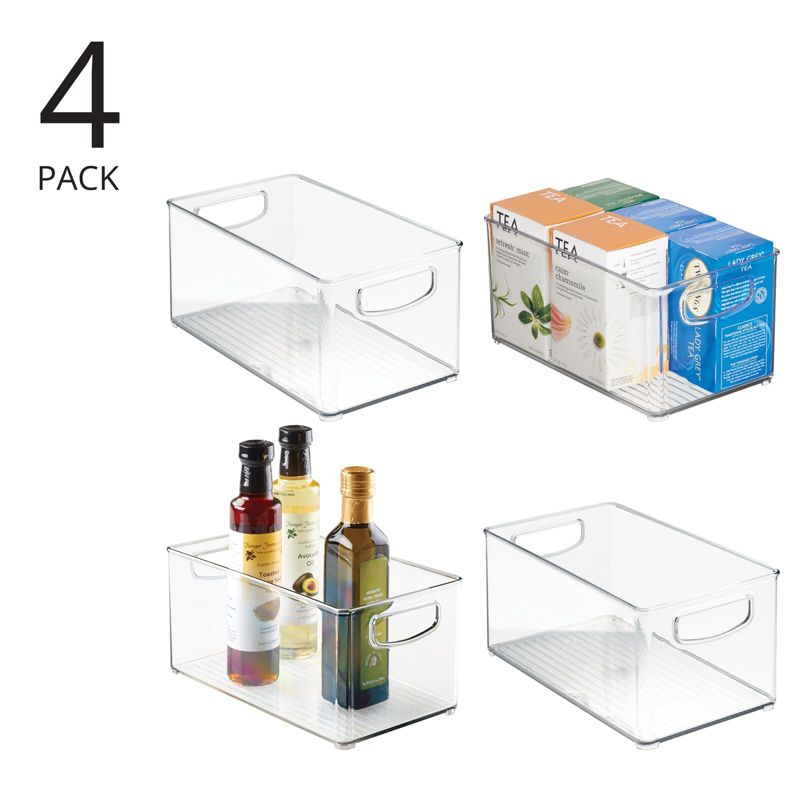 mDesign Linus Plastic Kitchen Pantry Storage Organizer Bin with Handles, 4 Pack - Clear, 10 x 6 x 5, 2 of 10