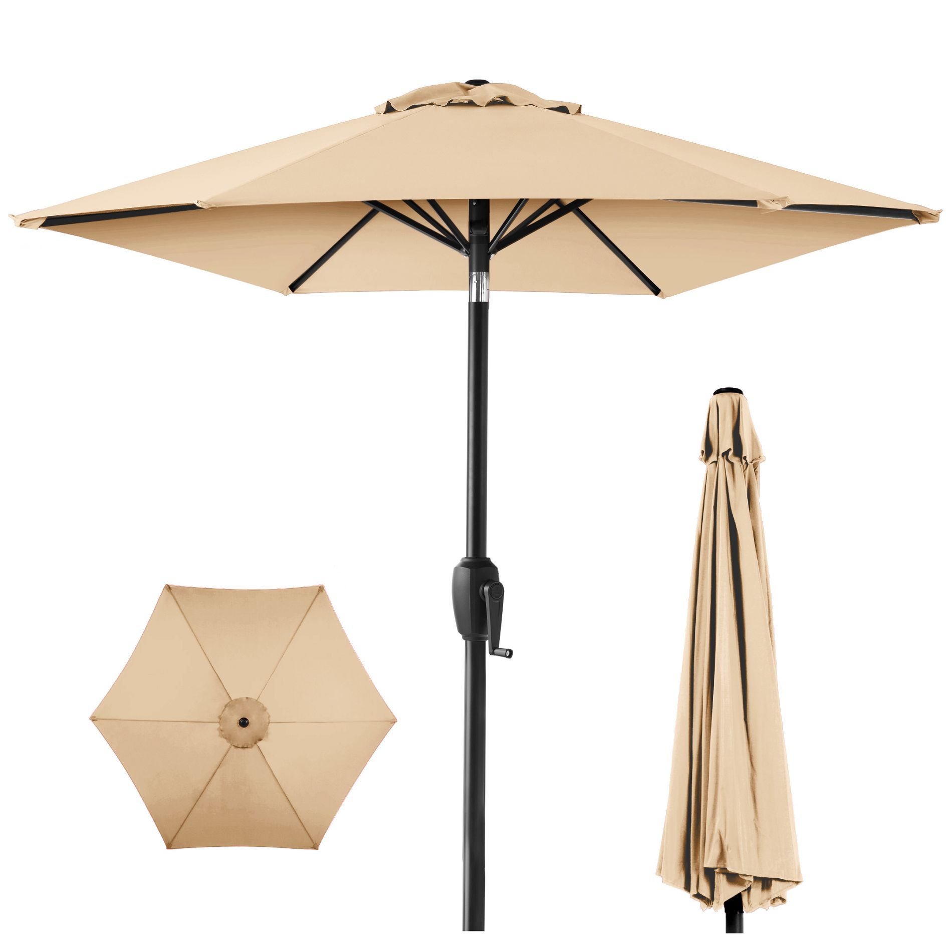 Best Choice Products 7.5ft Heavy-Duty Outdoor Market Patio Umbrella w/ Push Button Tilt, Easy Crank